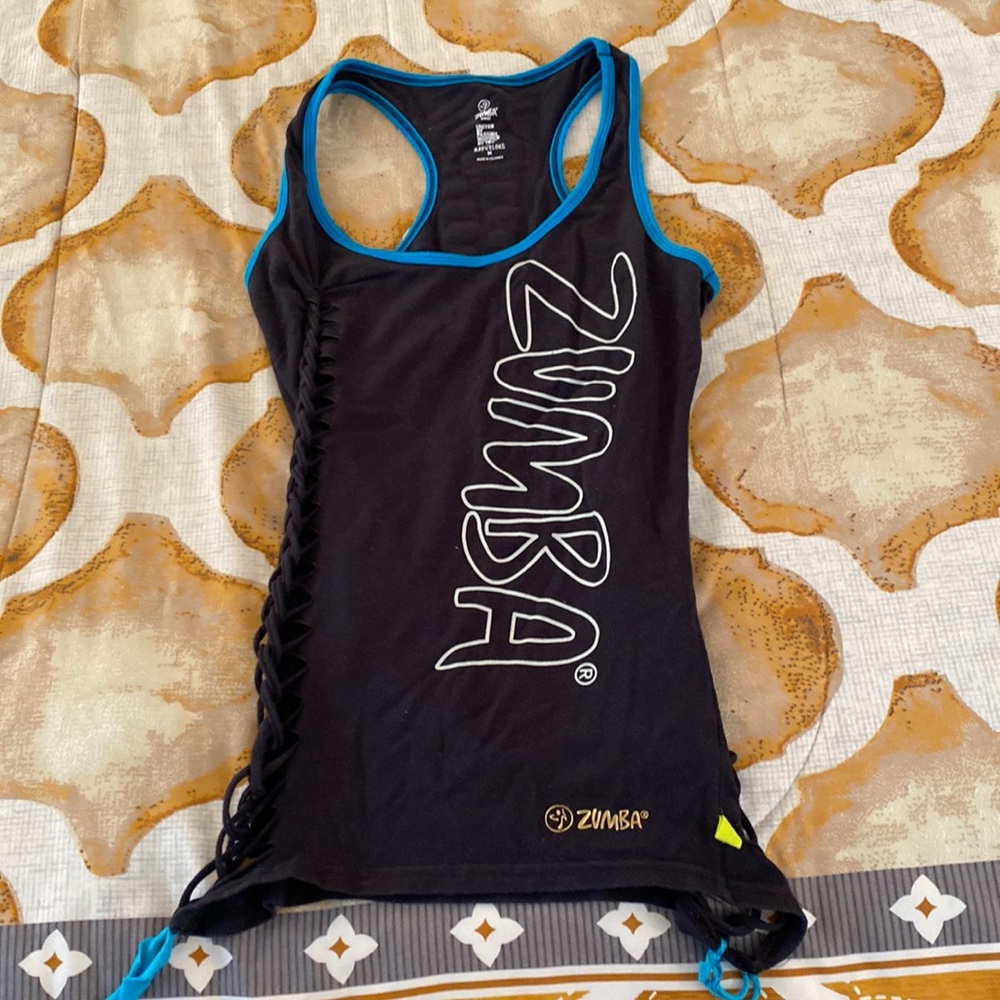 Zumba Fitness Women's Black Tank Top with Blue Trim